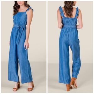 Francesca’s Lola Ruffled Strap Jumpsuit